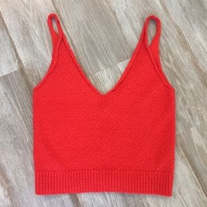 Zara Red Knit Crop Top NWT